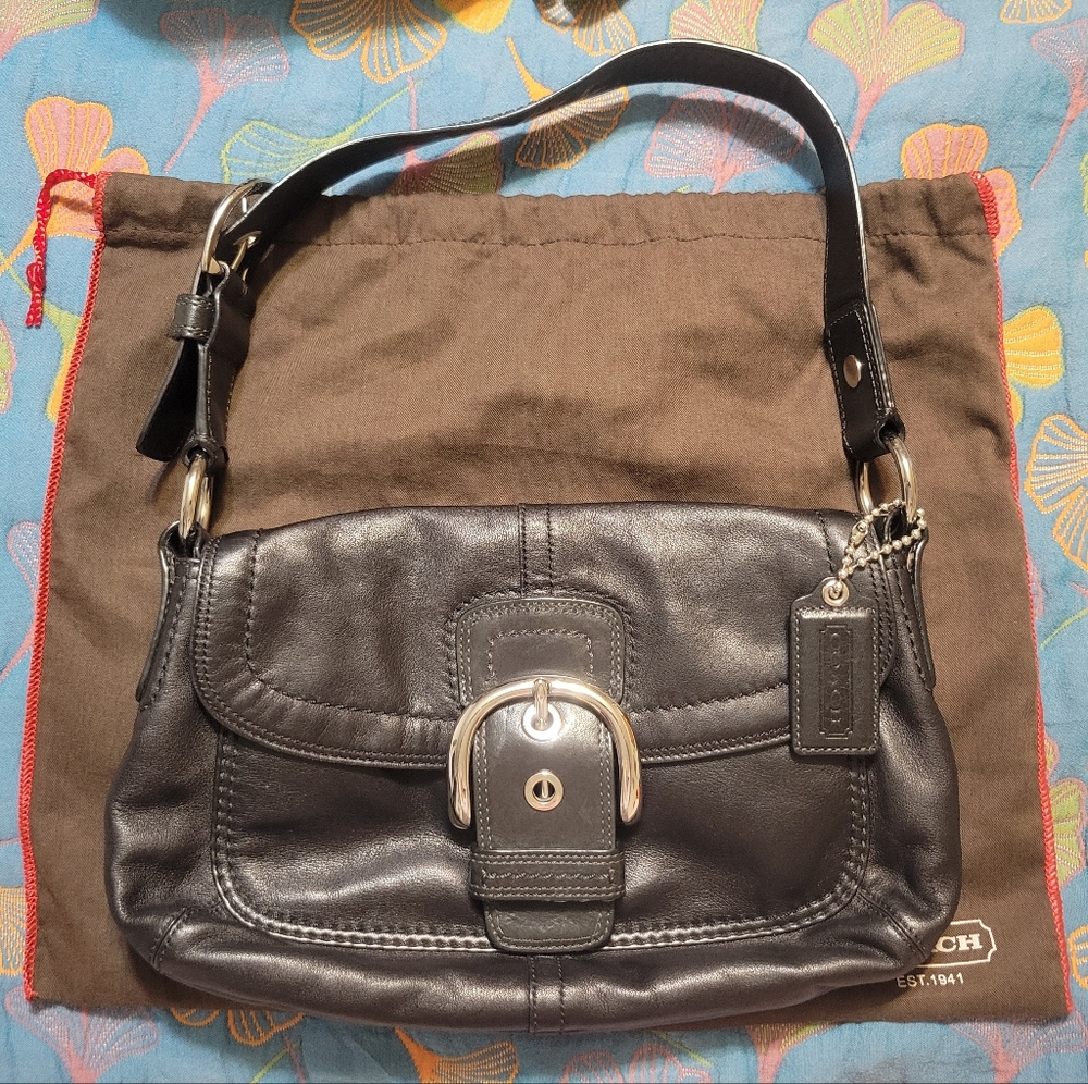 Coach Black Leather Shoulder Bag